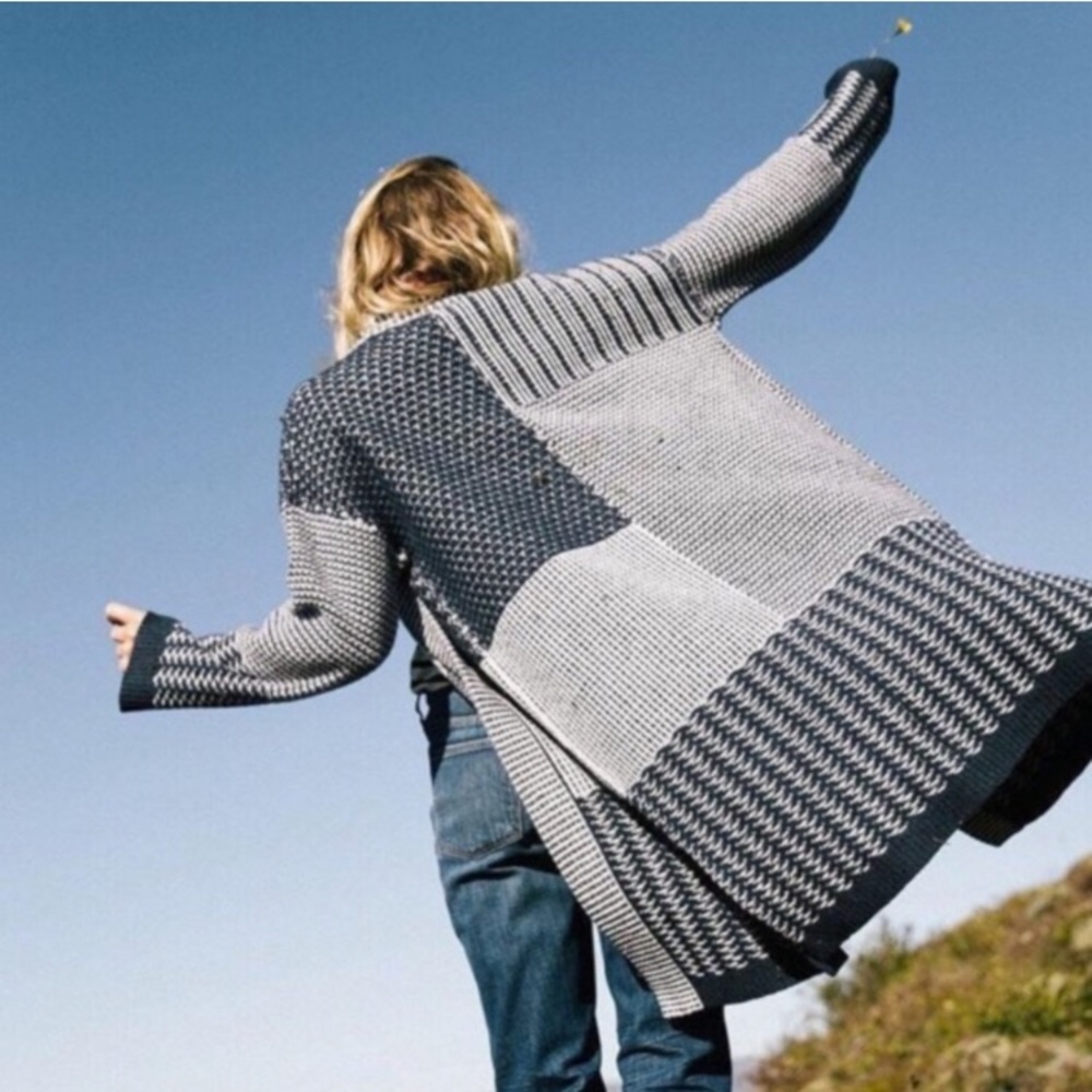 Madewell Open Front Patchwork Long Knit Cardigan - image 5